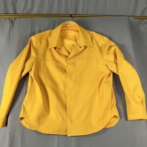 Zara Overshirt Jacket Mens Large Yellow Shacket Snap Cuffs Chest Pockets Casual